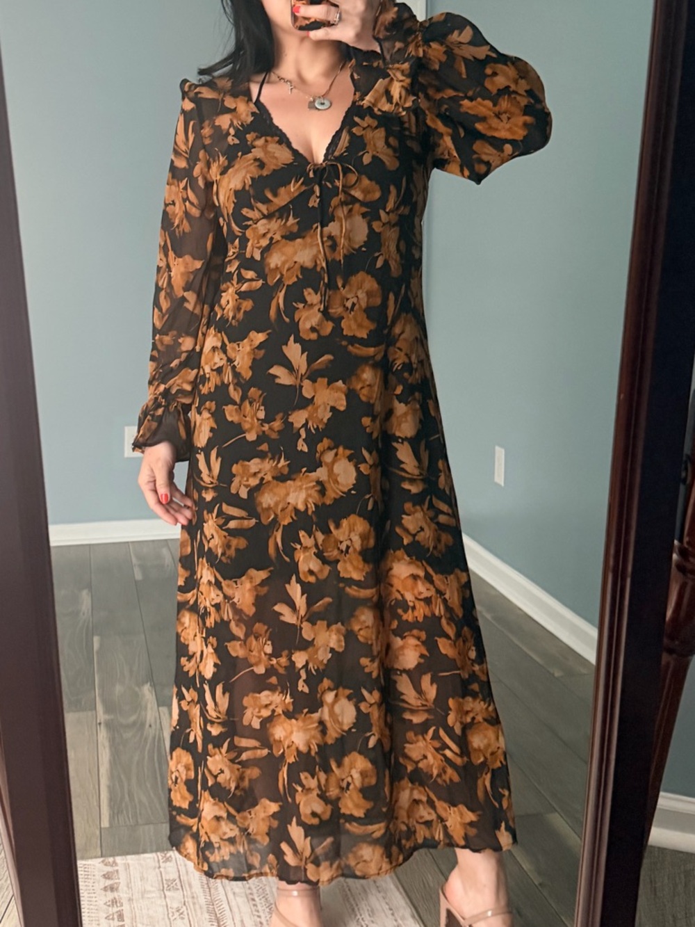 A New Day-Sheer Floral Maxi dress sz L